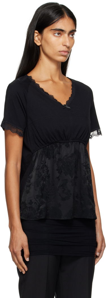T-shirt Maison Margiela MM6 Maison Margiela Jersey & Lace Peplum T-Shirt Sort | S52NC0353 M20048, 1