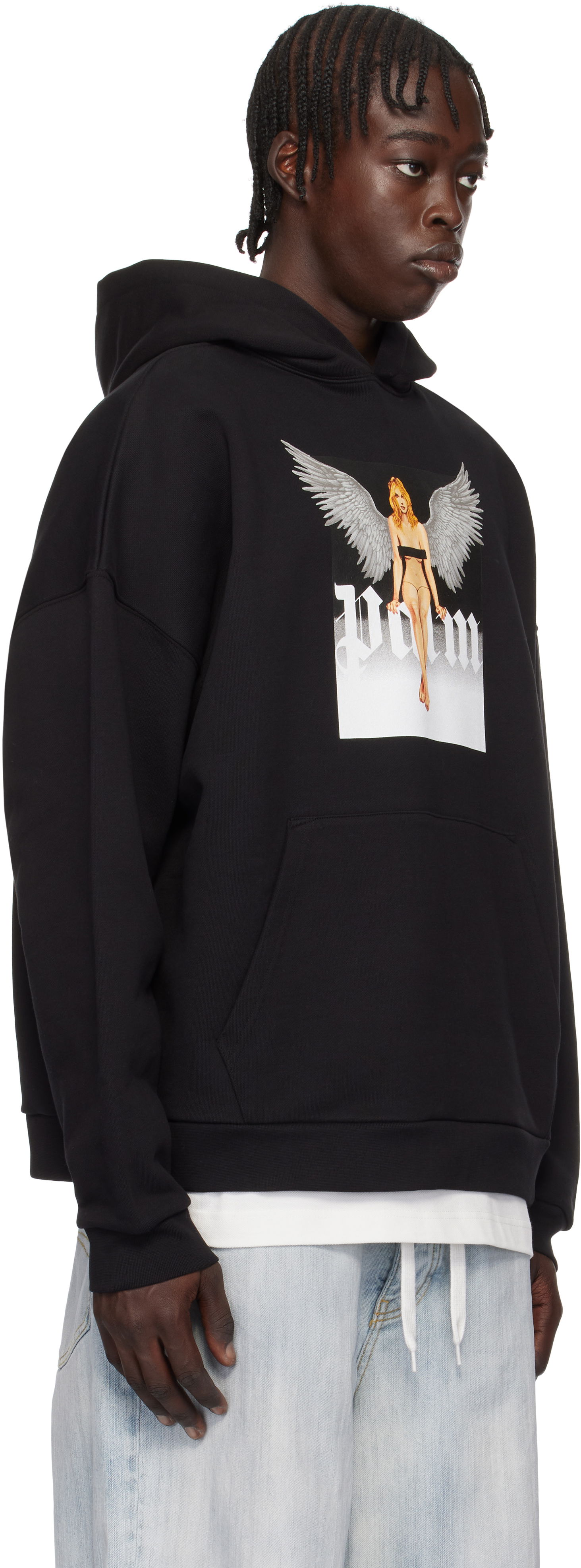 Sweatshirt Palm Angels Pin Up Print Hoodie Sort | PMBB155S25FLE0031003, 1