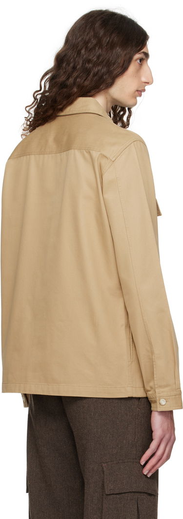 Skjorte BOSS Oversized-Fit Cotton Gabardine Shirt with Chest Pockets Beige | 50545383, 2