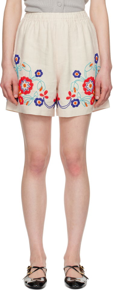 Shorts Bode Bode Beaded Garden Party Shorts Beige | MRS25BT049, 0