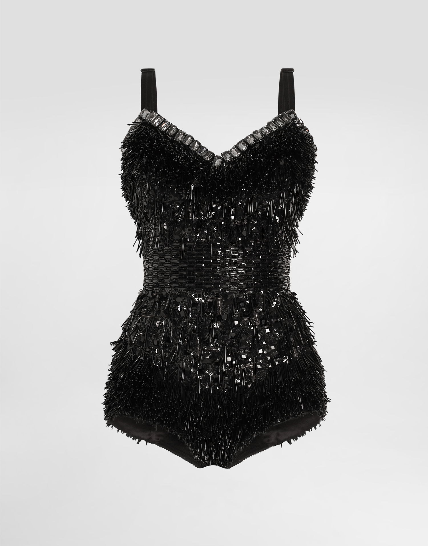 Krop Dolce & Gabbana Dolce & Gabbana Sequined and Micro-Beaded Bodysuit Sort | F78JEZGDC0IS9021, 0