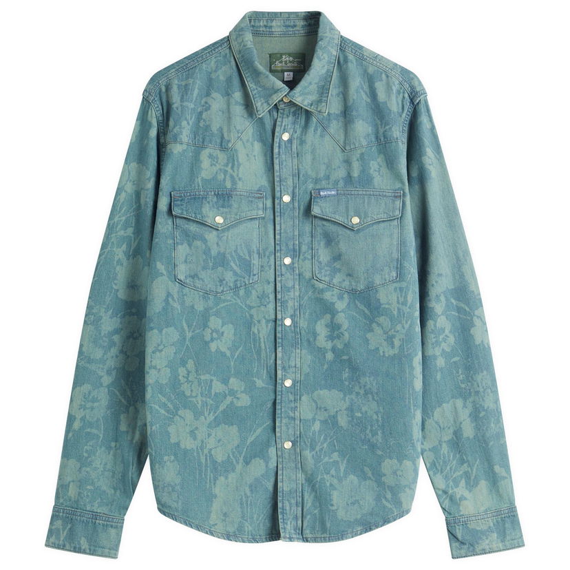 Skjorte Paul Smith Paul Smith x Lee Jacquard Denim Western Shirt, Size Large Blå | M1R-WEST-PDENSH-34