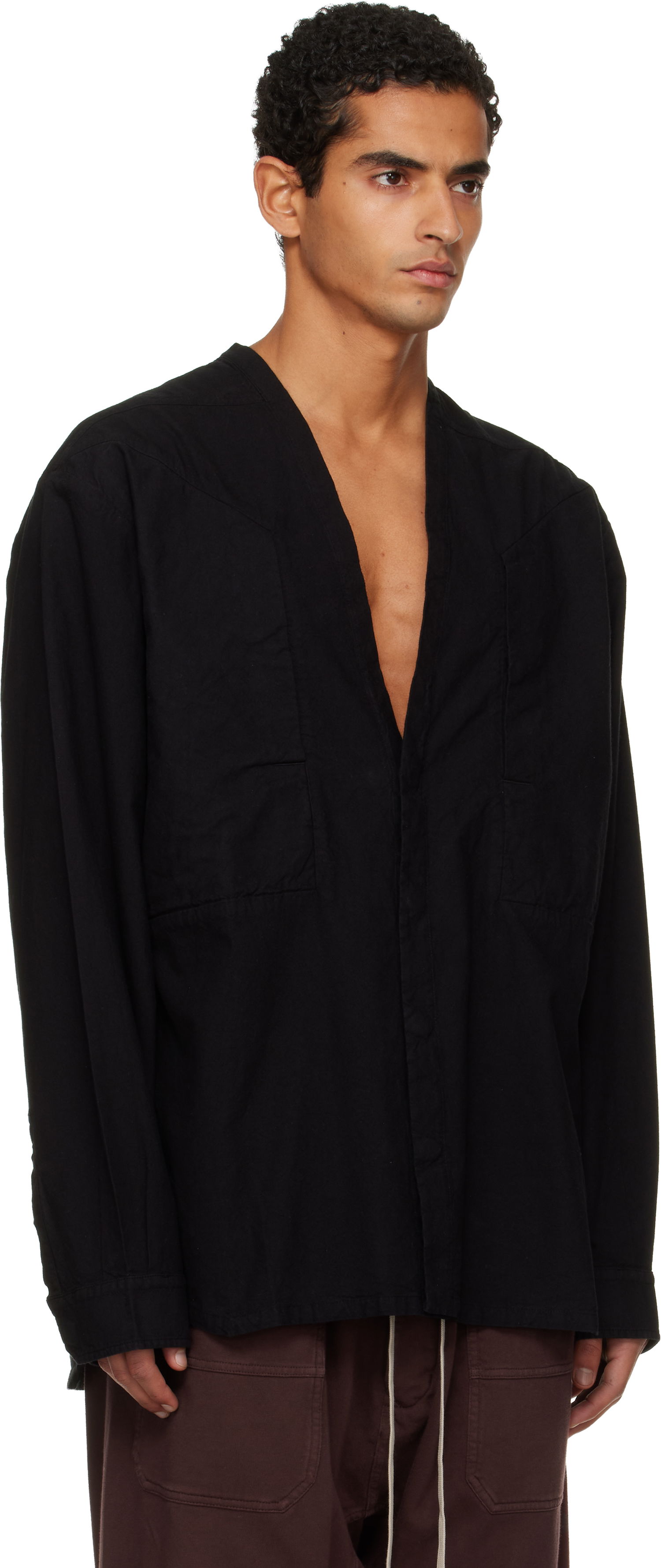 Skjorte Rick Owens Concordians Larry Jumbo Fogpocket Shirt Sort | DU02E7298 CL, 1