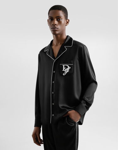 Skjorte Dolce & Gabbana Silk Shirt With Logo Embroidery Sort | G5IF1ZFU1AUN0000, 3