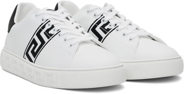 Sneakers og sko Versace White Embroidered Greca Sneakers Hvid | 1014460_1A00776, 3
