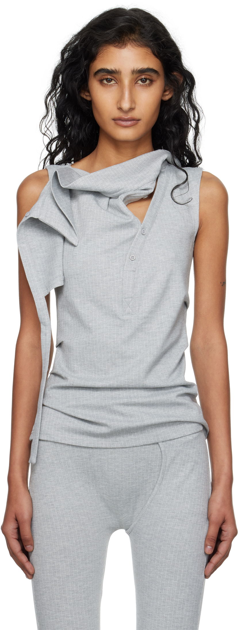 Tanktop Ottolinger Ottolinger Ada Sleeveless Pinstripe Top Grå | 102-106004-02