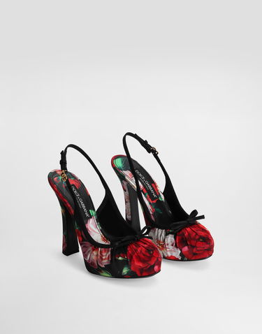 Tilbehør Dolce & Gabbana Dolce & Gabbana Satin Slingbacks With Floral Print Flerfarvet | CG0927AD645HN5PD, 1
