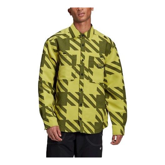 Skjorte adidas Originals Long Sleeve Geometric Print Shirt Grøn | GD9343