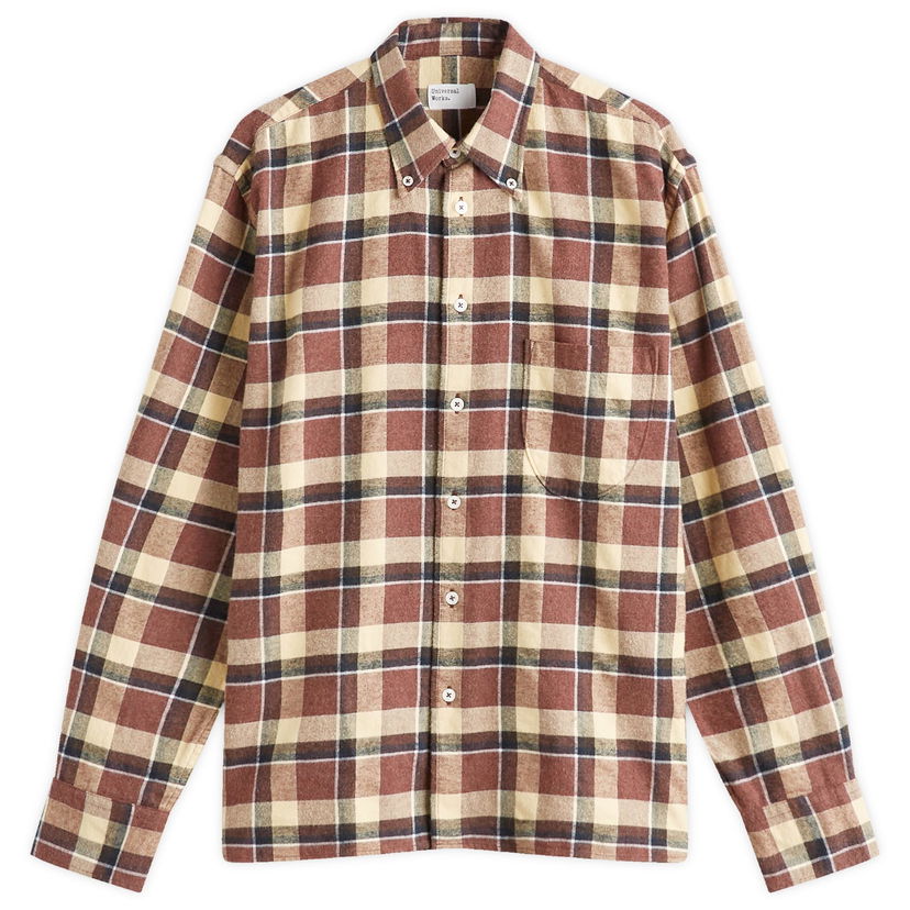 Skjorte Universal Works Universal Works Lazy Day Check Shirt, Large Brun | P31205-YRB