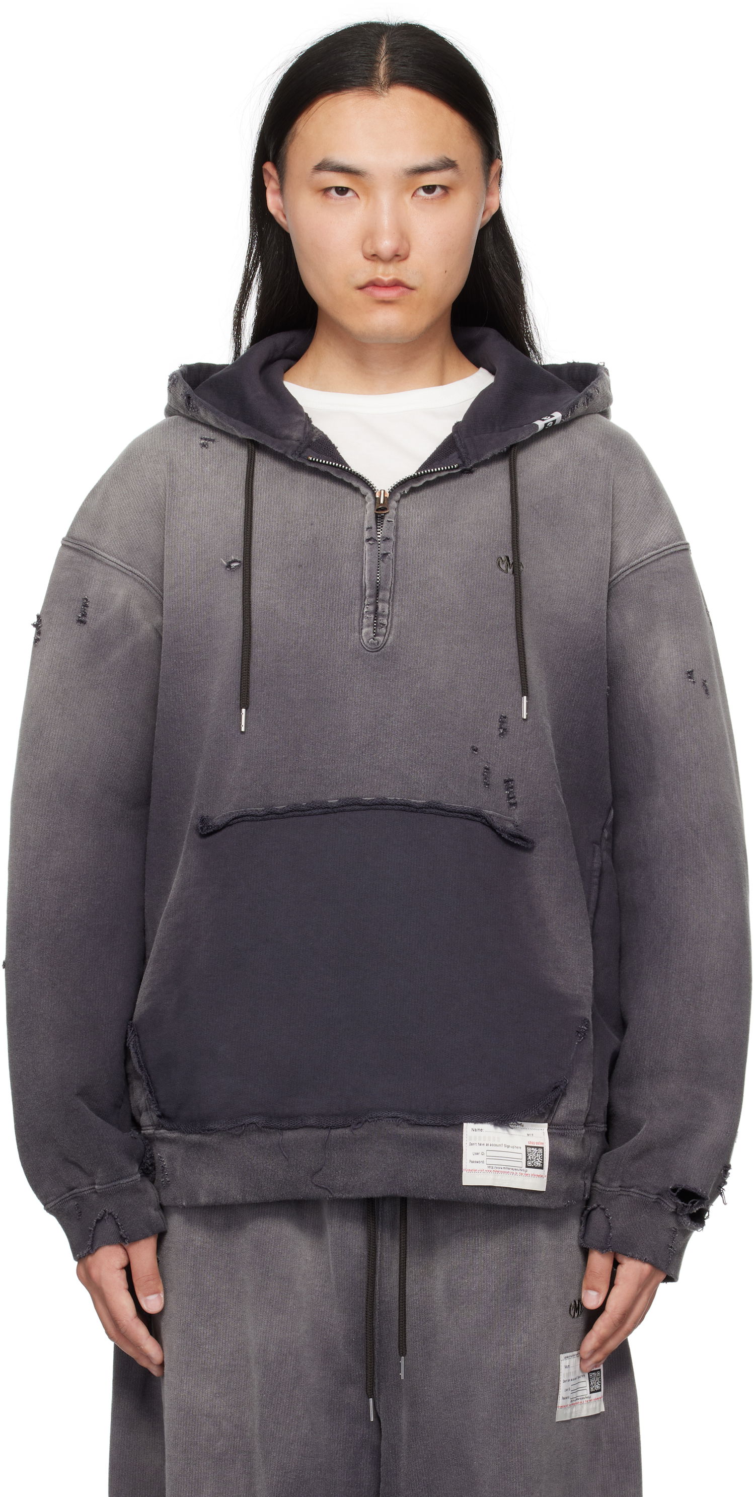 Sweatshirt Maison MIHARA YASUHIRO Maison MIHARA YASUHIRO Sun Faded Half Zip-Up Hoodie Grå | A14HD532, 0