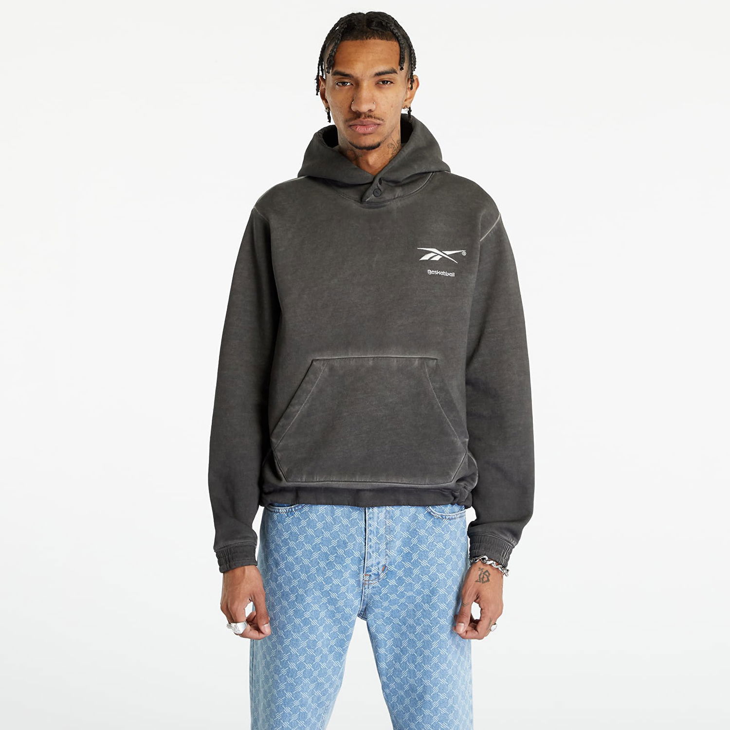 Sweatshirt Reebok Basketball Court Top Bi-Dye Fleece Hoodie Sort | IA2416, 0