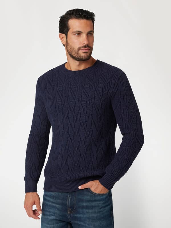 Sweater GUESS Crew Neck Wool Blend Sweater Blå | M4BR19Z3HD1, 0