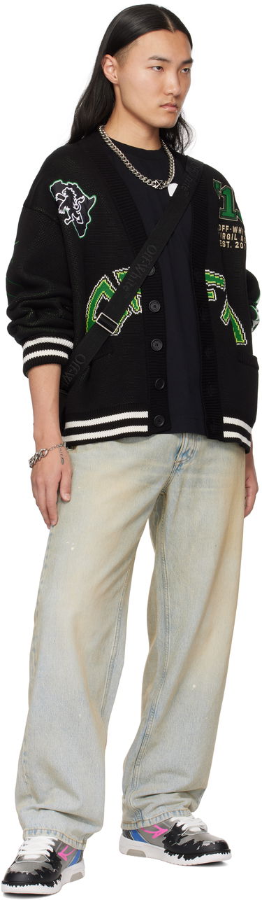 Sweater Off-White Varsity Cardigan Sort | OMHB019S25KNI0021057, 3