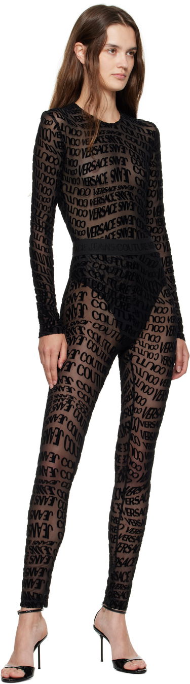 Krop Versace Versace Jeans Couture Tulle Flock Liquify Bodysuit Sort | E79HAM221_EJS490, 4