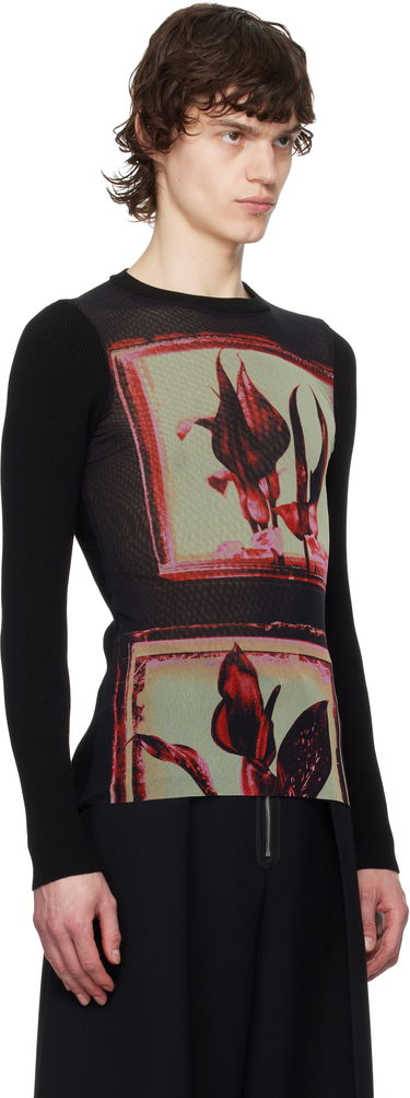 Sweater Jean Paul Gaultier Jean Paul Gaultier Flowers Cadres Long Sleeve T-Shirt Sort | 25/33-F-TO259-T579-002142, 1