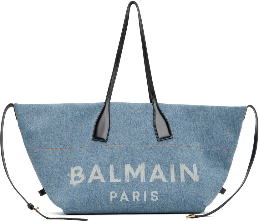 Mulepose Balmain Track Denim Tote Blå | FN1FI015TDDX