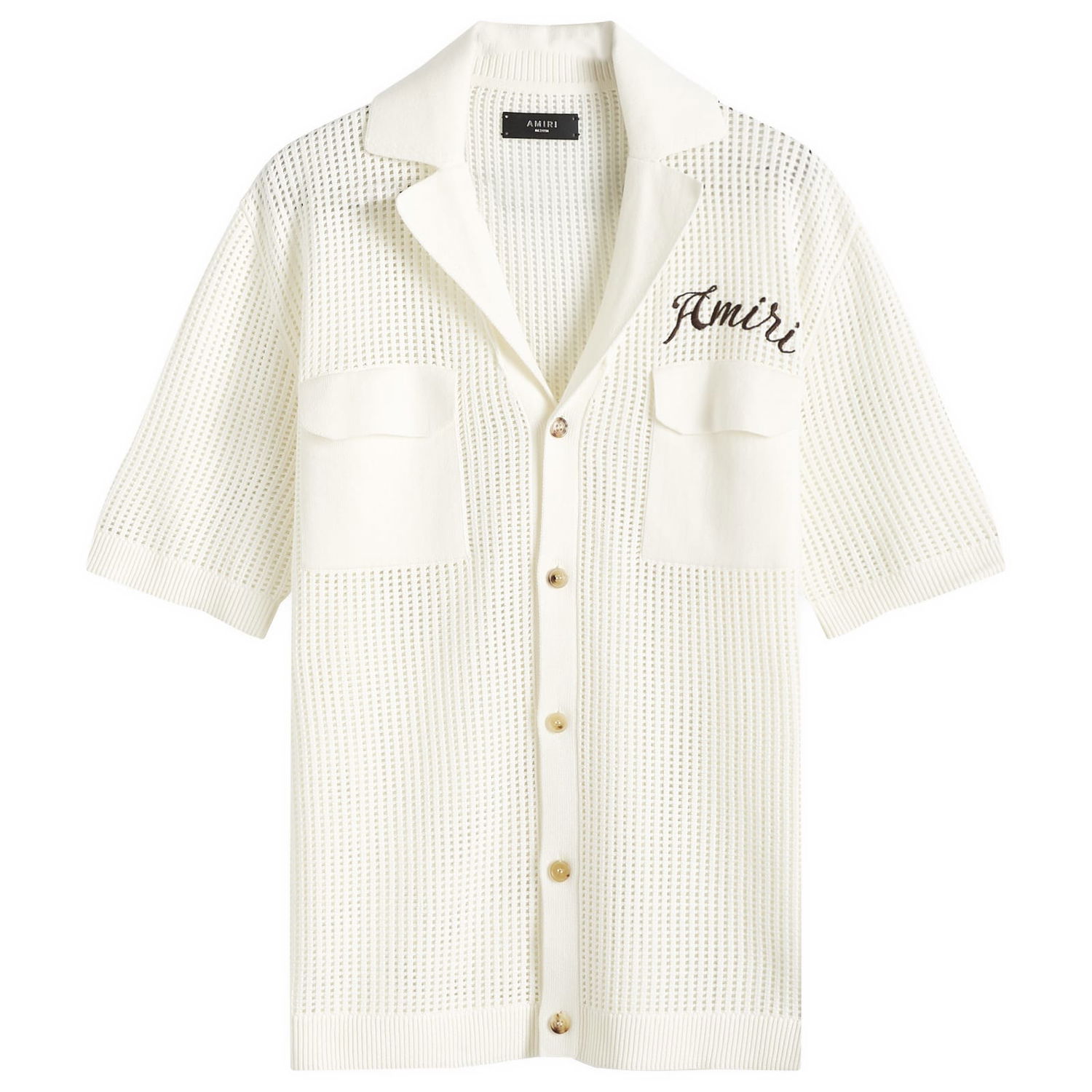 Skjorte AMIRI Amiri Short Sleeve Mesh Polo Shirt Hvid | AMKNIR1011-295, 0