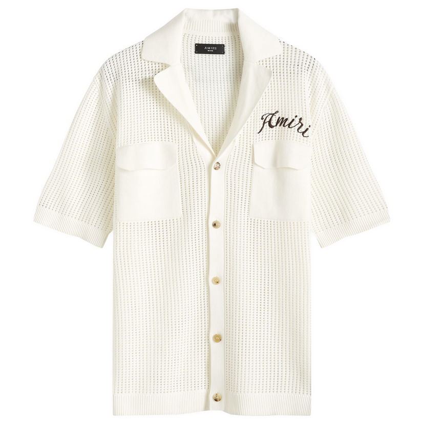 Skjorte AMIRI Amiri Short Sleeve Mesh Polo Shirt Hvid | AMKNIR1011-295