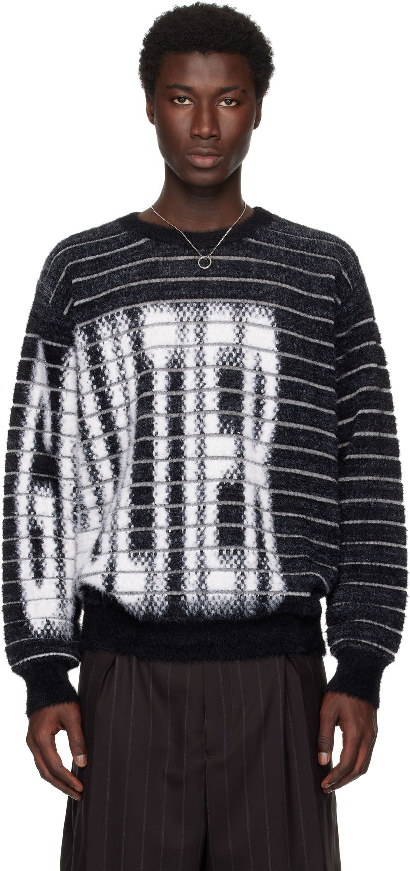 Sweater Jean Paul Gaultier Jean Paul Gaultier Jacquard 'Gaultier' Sweater Sort | 25/03-W-PO013-K004-0001