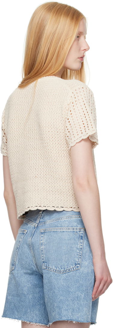 T-shirt rag & bone rag & bone Khloe Open Knit Short Sleeve T-shirt Beige | WAS25P016BR16, 2