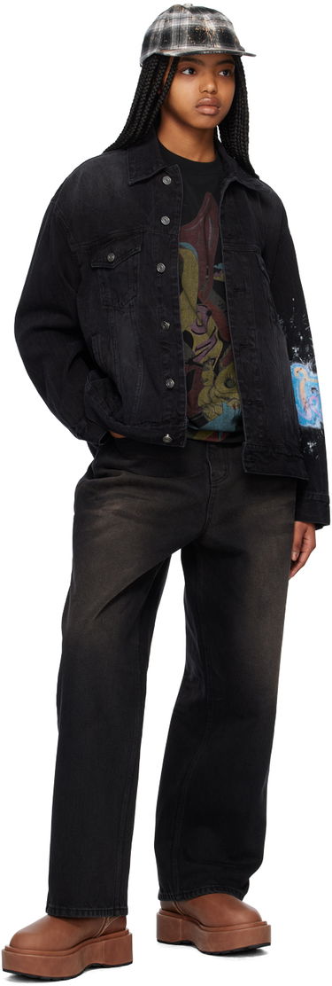 Jakke We11done Graphic Print Denim Jacket Sort | WD-DJ1-23-317-U-BK, 3