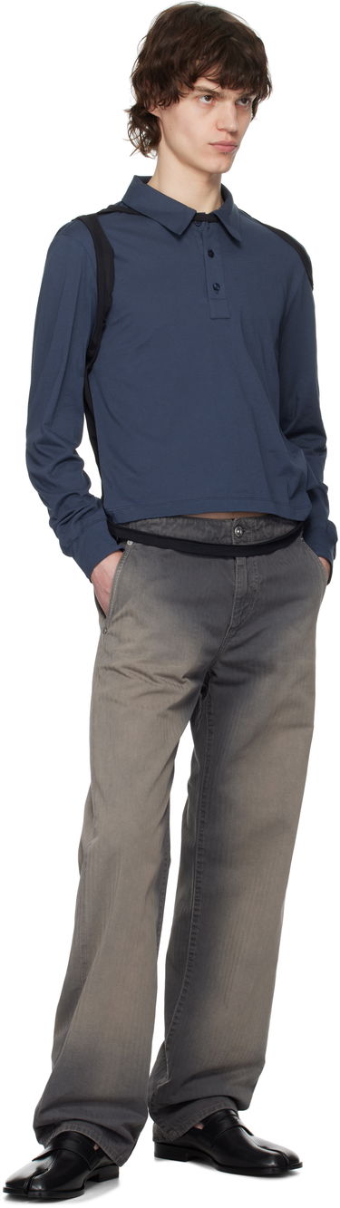 Polo skjorte Eckhaus Latta Eckhaus Latta Navy Cropped Polo Blå | 1202-EL-PS25-B - BLACKBERRY, 3
