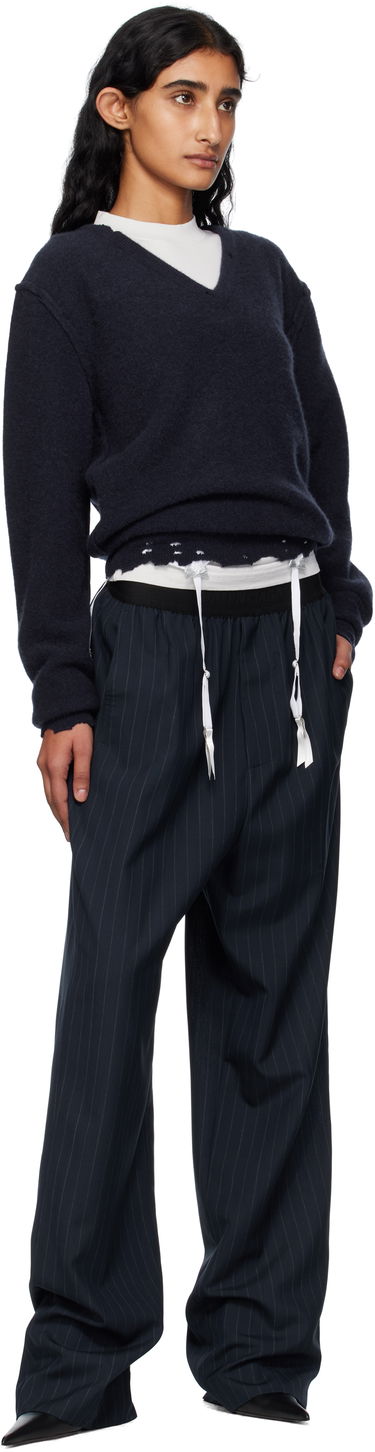Bukser Balenciaga Balenciaga Pinstripe Elastic Trousers Mørkeblå | 790887TST24, 3