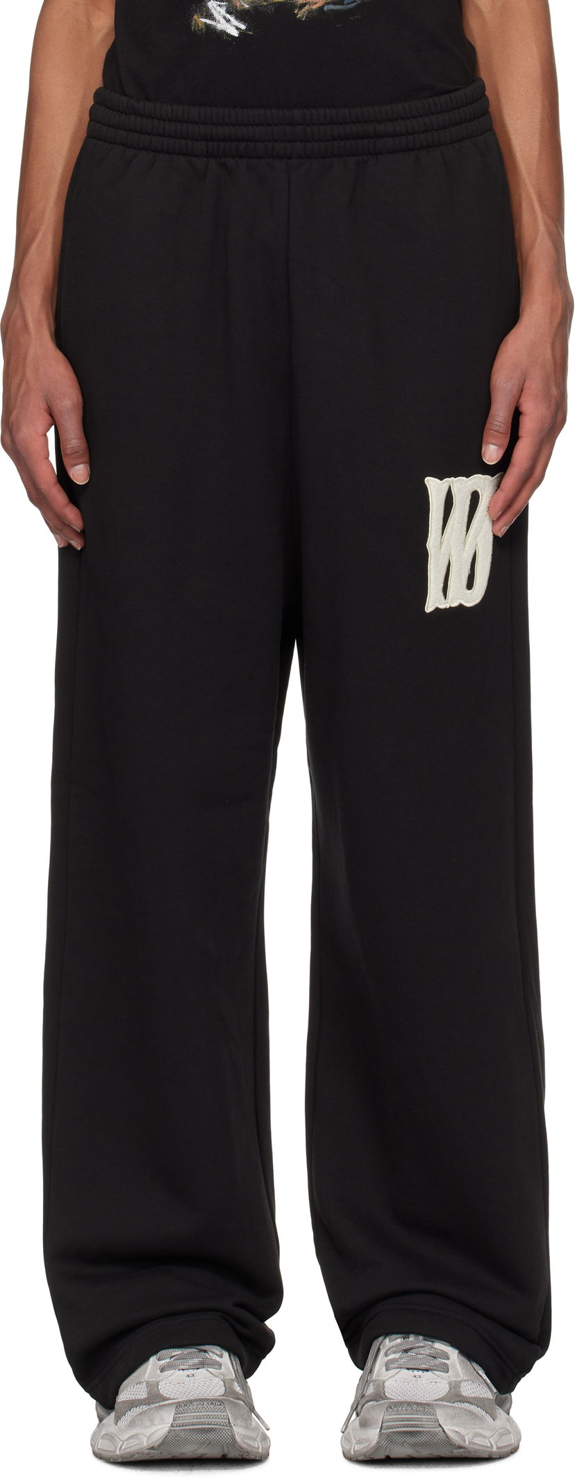 Joggingbukser We11done We11done Bouclé Letter Logo Sweatpants Sort | WD-TA3-24-709-U-BK