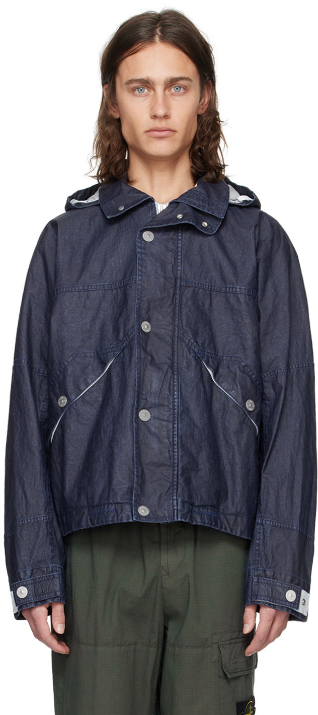Jakke Stone Island Navy Detachable Hood Jacket Mørkeblå | 8015418X1