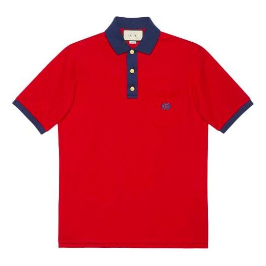 Polo skjorte Gucci Gucci GG Sticker Cotton Polo Shirt Rød | 625323-XJCNZ-6140