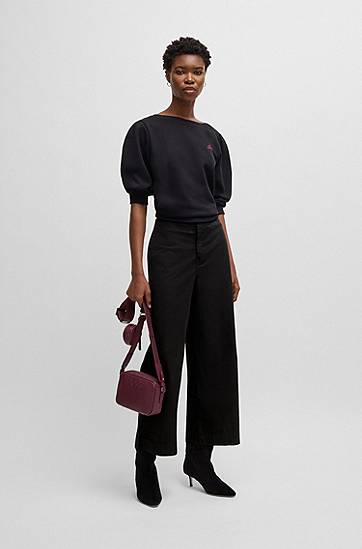 Bukser BOSS Stretch Cotton Twill Culottes Sort | 50531767, 1
