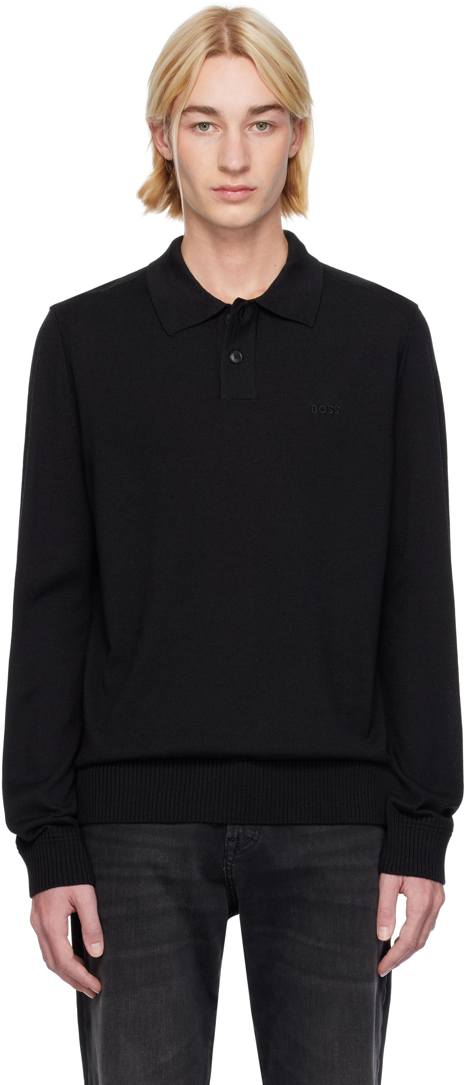 Polo skjorte BOSS Two-Button Knit Polo Sort | 50519958, 0