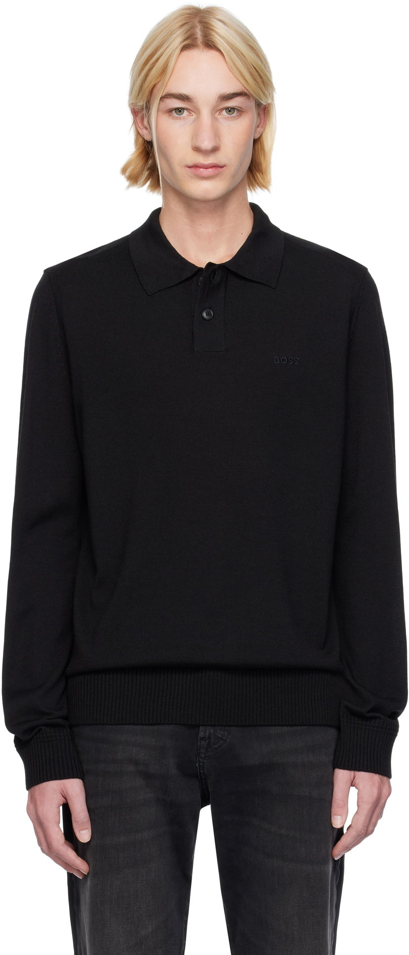 Polo skjorte BOSS Two-Button Knit Polo Sort | 50519958