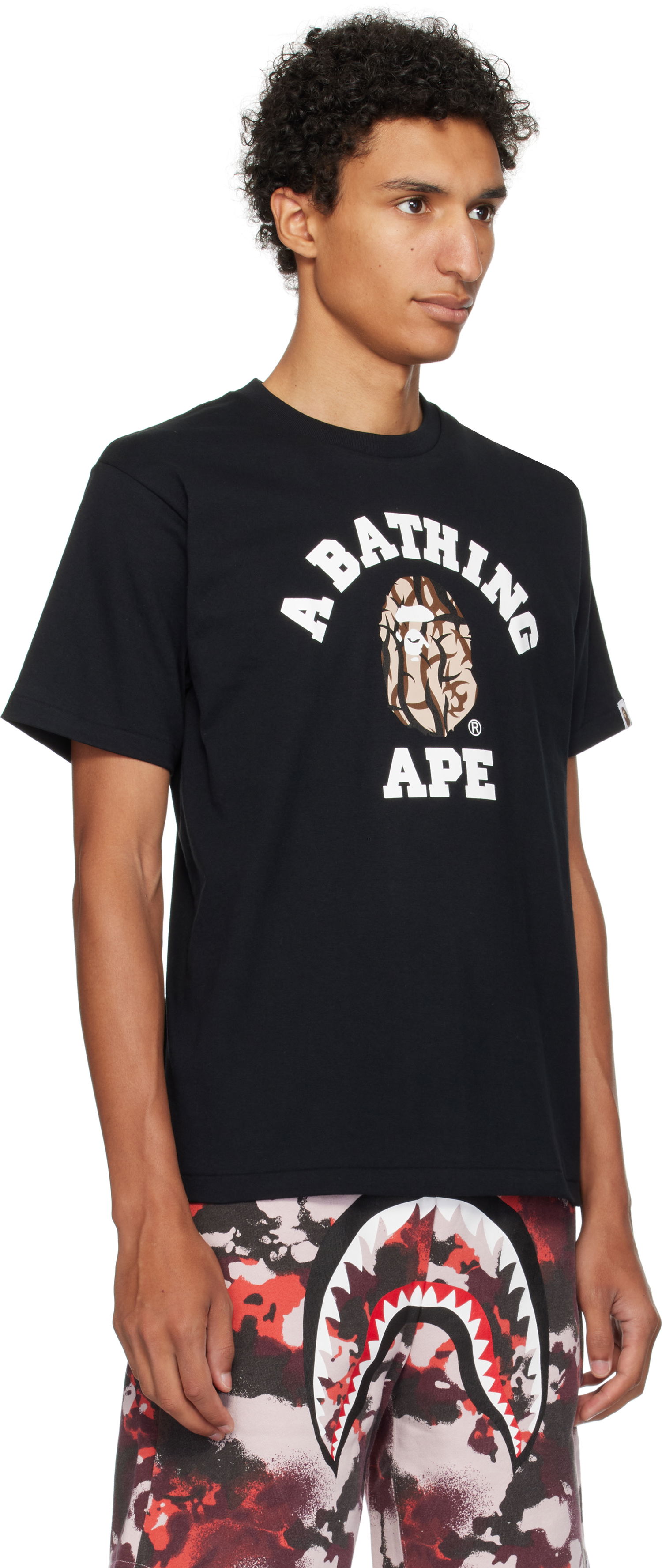 T-shirt BAPE A Bathing Ape Trial Camo College T-Shirt Sort | 001TEL301033M, 1