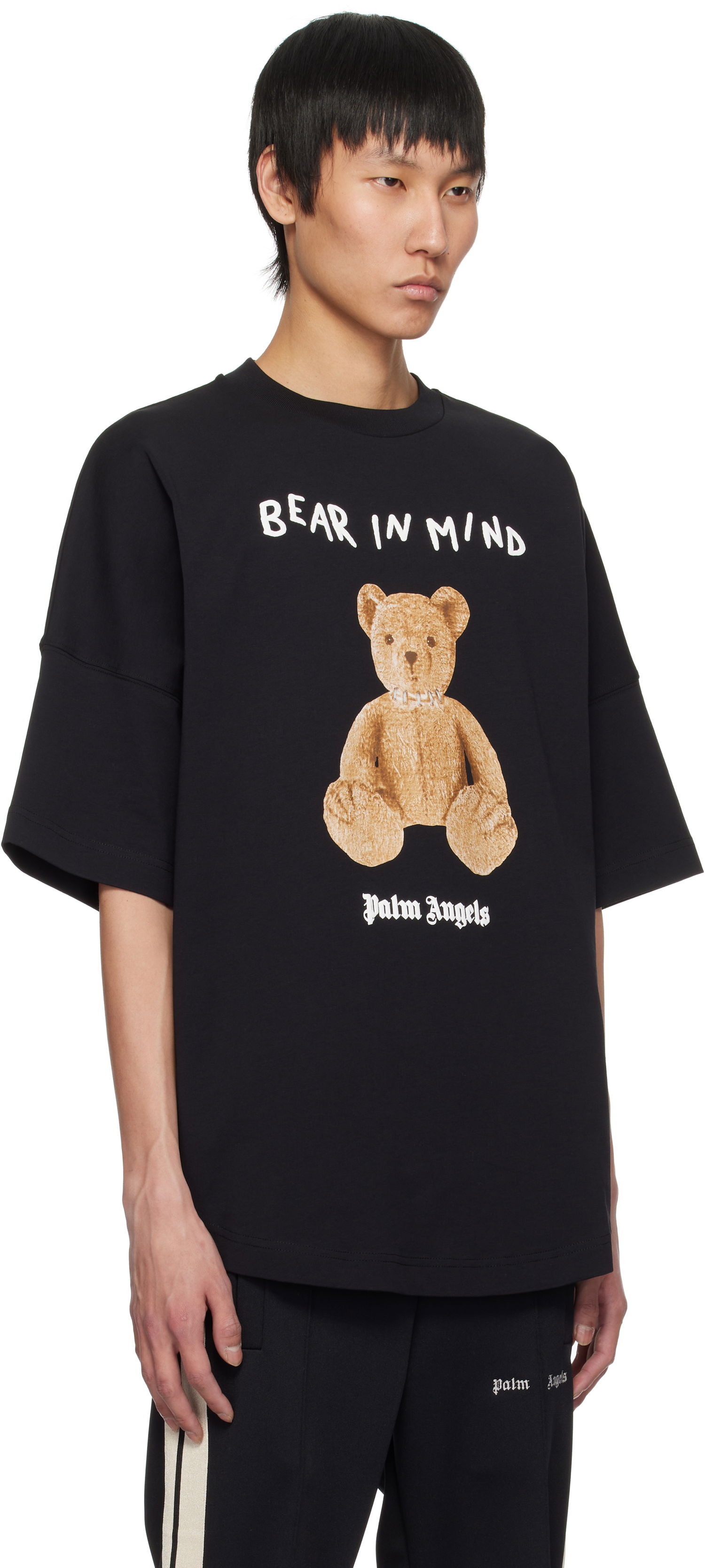T-shirt Palm Angels Palm Angels 'Bear in Mind' Oversize T-Shirt Sort | PMAA002S25JER0021060, 1