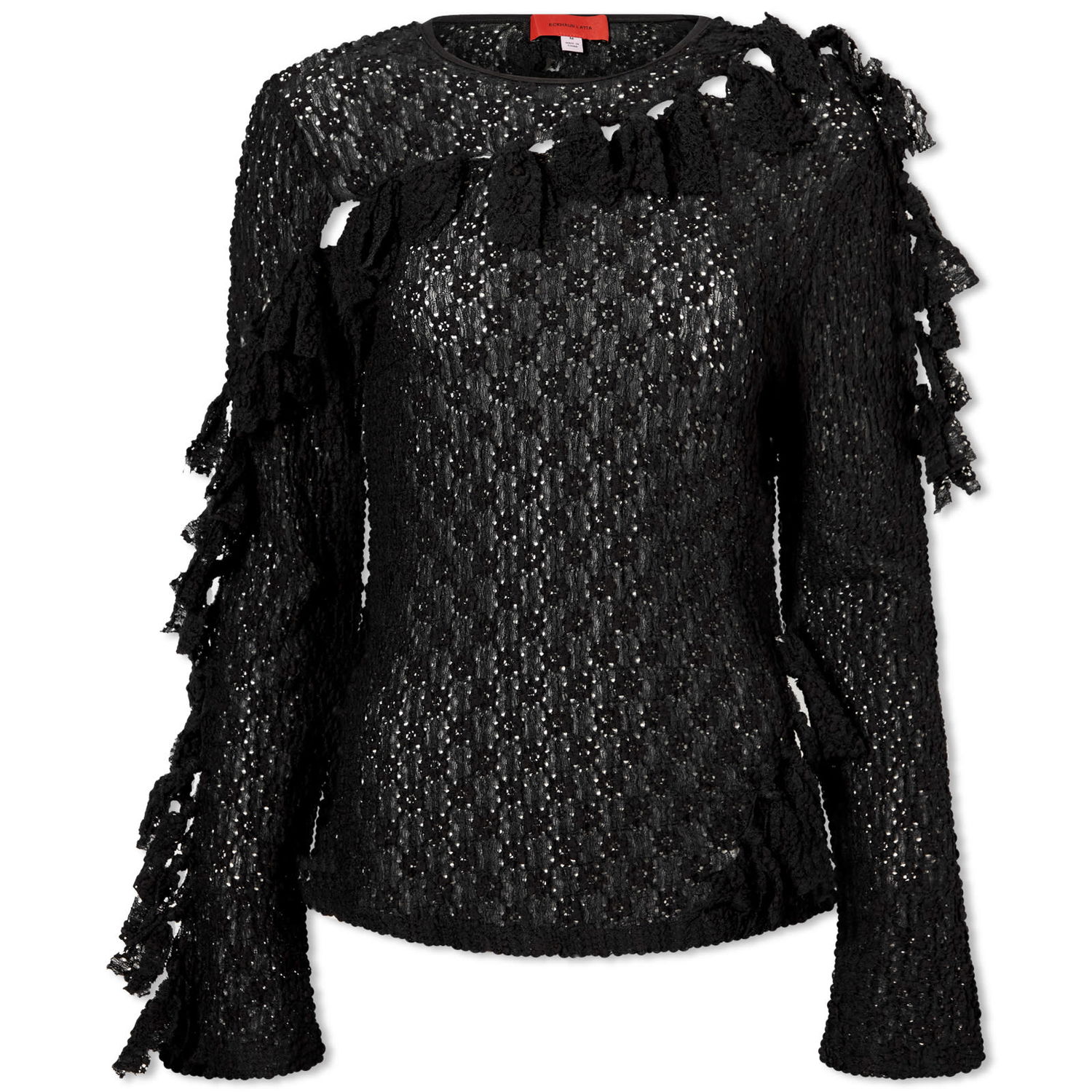 T-shirt Eckhaus Latta Long Sleeve Knot Top Sort | 7002-EL-SS23-N, 0
