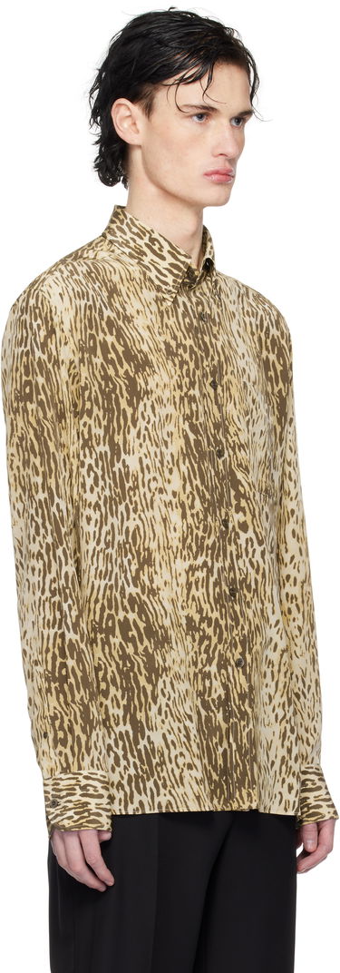 Skjorte Tom Ford 70's Animalier Print Fluid Fit Shirt Brun | HRO003-FMS045S25, 1