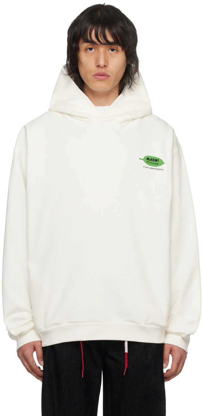Sweatshirt Marni Flower Puzzle Hoodie Hvid | FUMU0067PI USCW20