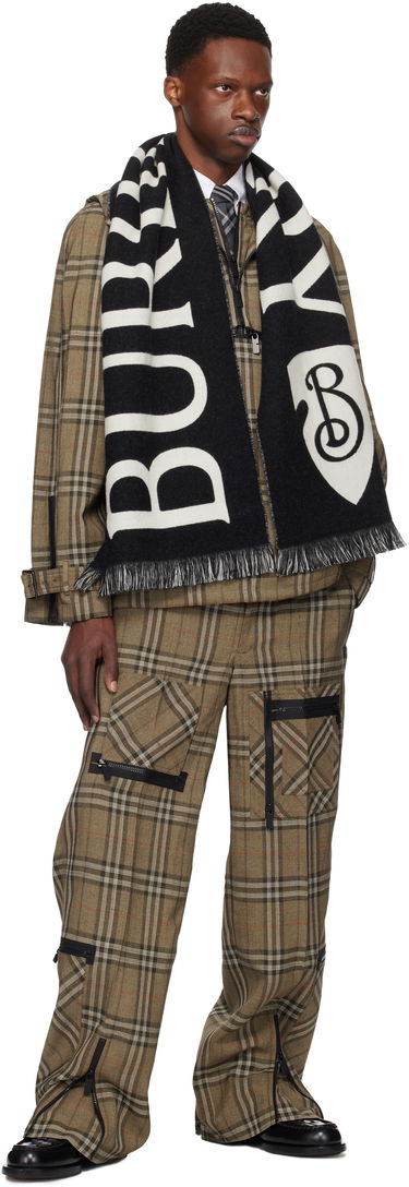 Tørklæde Burberry Burberry Text Wool Scarf Sort | 8109563, 2