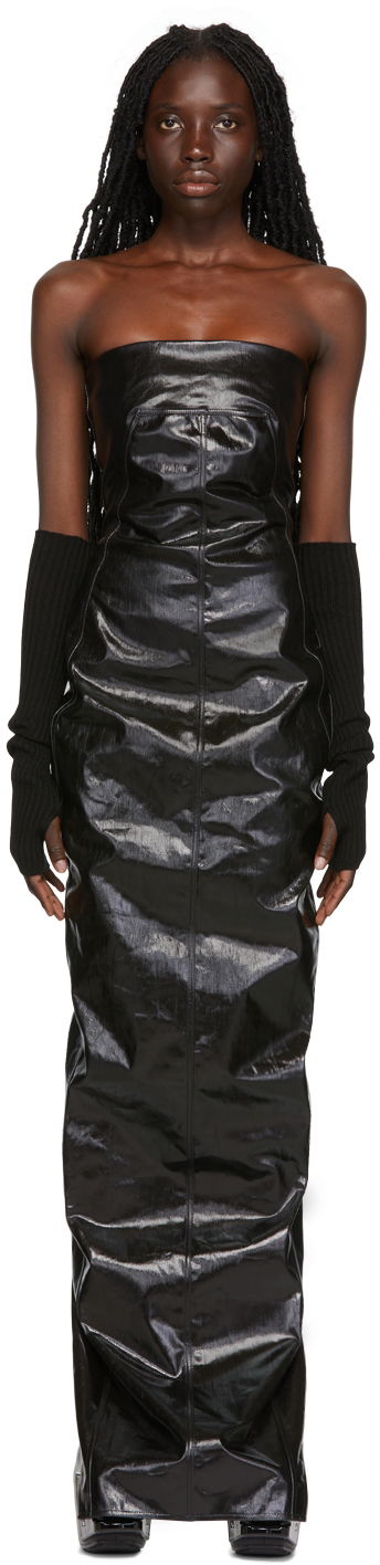 Kjole Rick Owens Rick Owens Lacquered Maxi Dress Sort | RP02B6527 SLQ