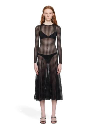 Kjole AMI Gingham Midi Dress Sort | FDR208.PA0006
