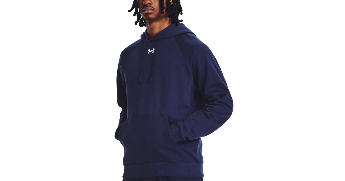 Sweatshirt Under Armour Rival Fleece Hoodie Mørkeblå | 1379757-410, 1