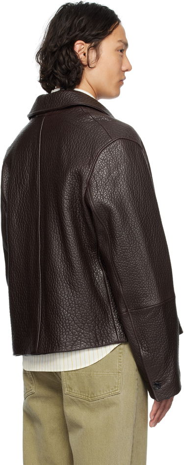Jakke AMI AMI Paris Buttoned Leather Jacket Brun | UJK270.LH0050, 2