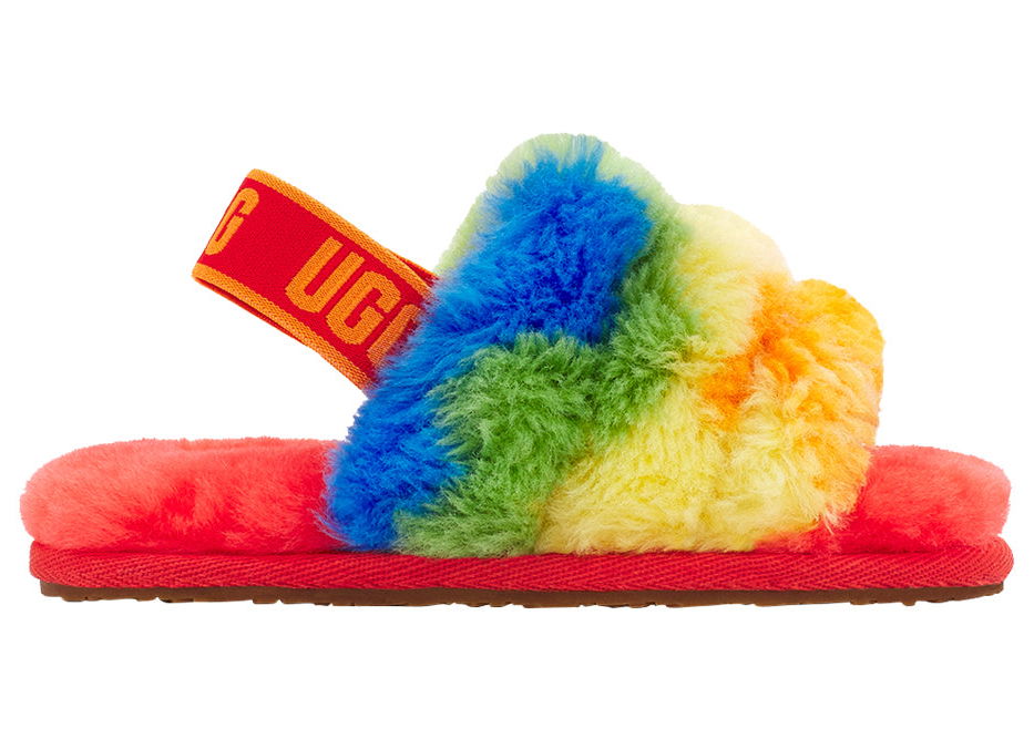 Sneakers og sko UGG Fluff Yeah Slide Rainbow Stripes Flerfarvet | 1119841T-RSTR, 0