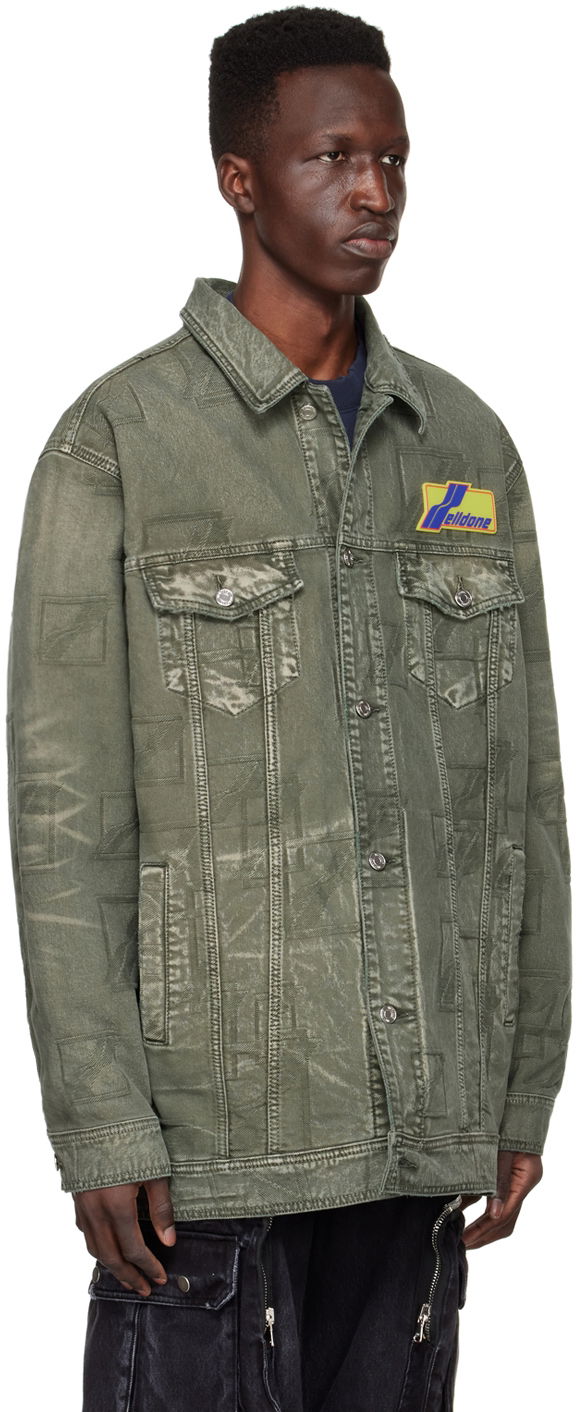 Jakke We11done We11done Jacquard Logo Denim Jacket Grøn | WD-DJ1-22-366-U-KK, 1