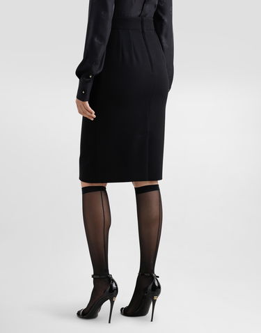Nederdel Dolce & Gabbana Dolce & Gabbana Wool Midi Pencil Skirt with DG Logo Sort | F4C2CTGDCSXN0000, 3