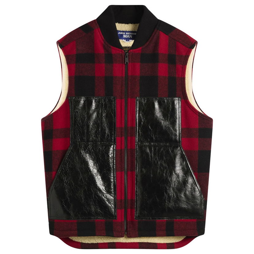 Vest Junya Watanabe Junya Watanabe MAN x Filson Plaid Wool Vest with Patent Pockets and Sherpa Lining Flerfarvet | WP-V001-051-1