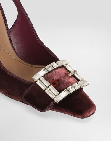 Tilbehør Dolce & Gabbana Dolce & Gabbana Velvet Slingbacks With Jeweled Buckle Bourgogne | CG0859A9S208Z331, 3