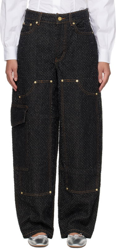 Cargo bukser GANNI GANNI Fluffy Carpenter Jeans Sort | J1617, 0