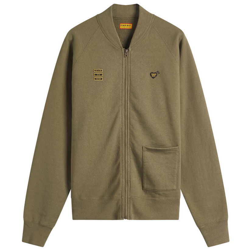 Sweatshirt Human Made Human Made Heart Zip Jersey Bomber Jacket, Size Large Grøn | HM29CS003-OLV